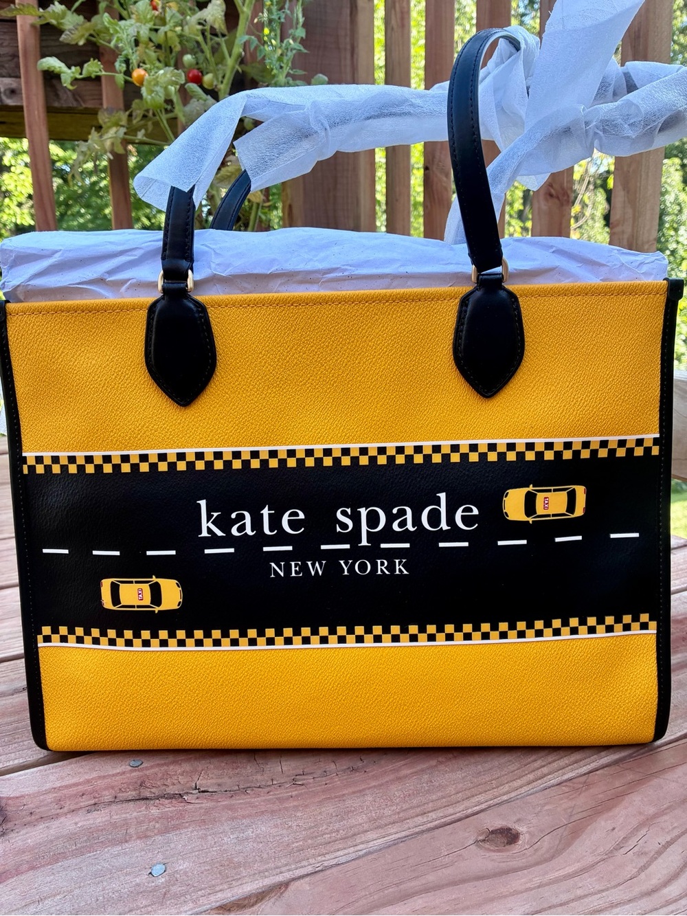 kate spade Yellow and Black Taxi Graphic Tote